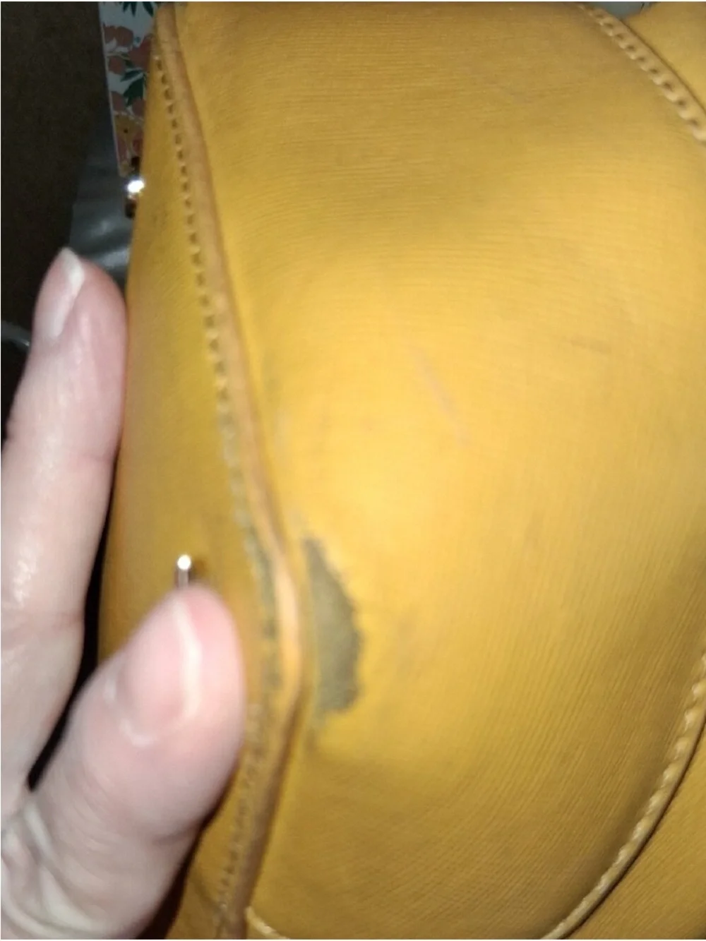 Tory Burch Yellow Leather Shoulder Tote with Patterned Scarf Accent